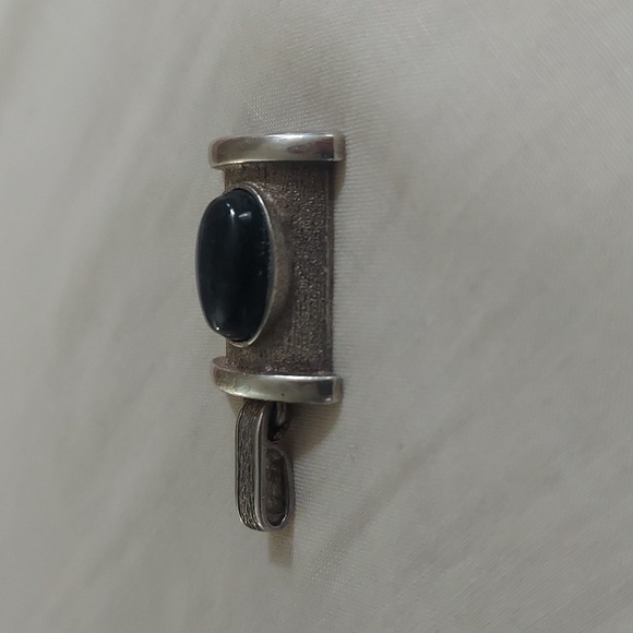 Vintage Oval  Labradorite Art Nouveau Sterling Silver Pendant 830 - Picture 8 of 14